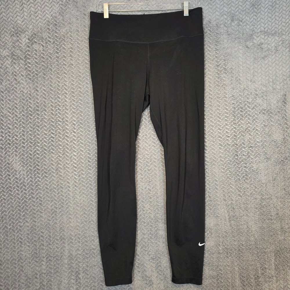 Nike Dri-FIT Womens High Rise Performance Leggings Black Swoosh Large 445591